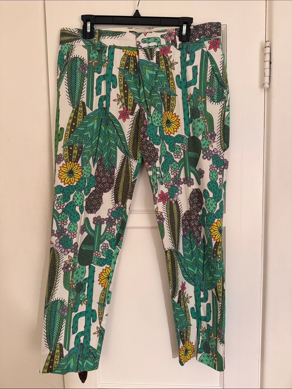 Men's Dress Pants in Green Cactus Print